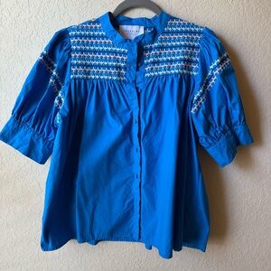 Tuckernuck The Shirt Embroidered Blouse size XL